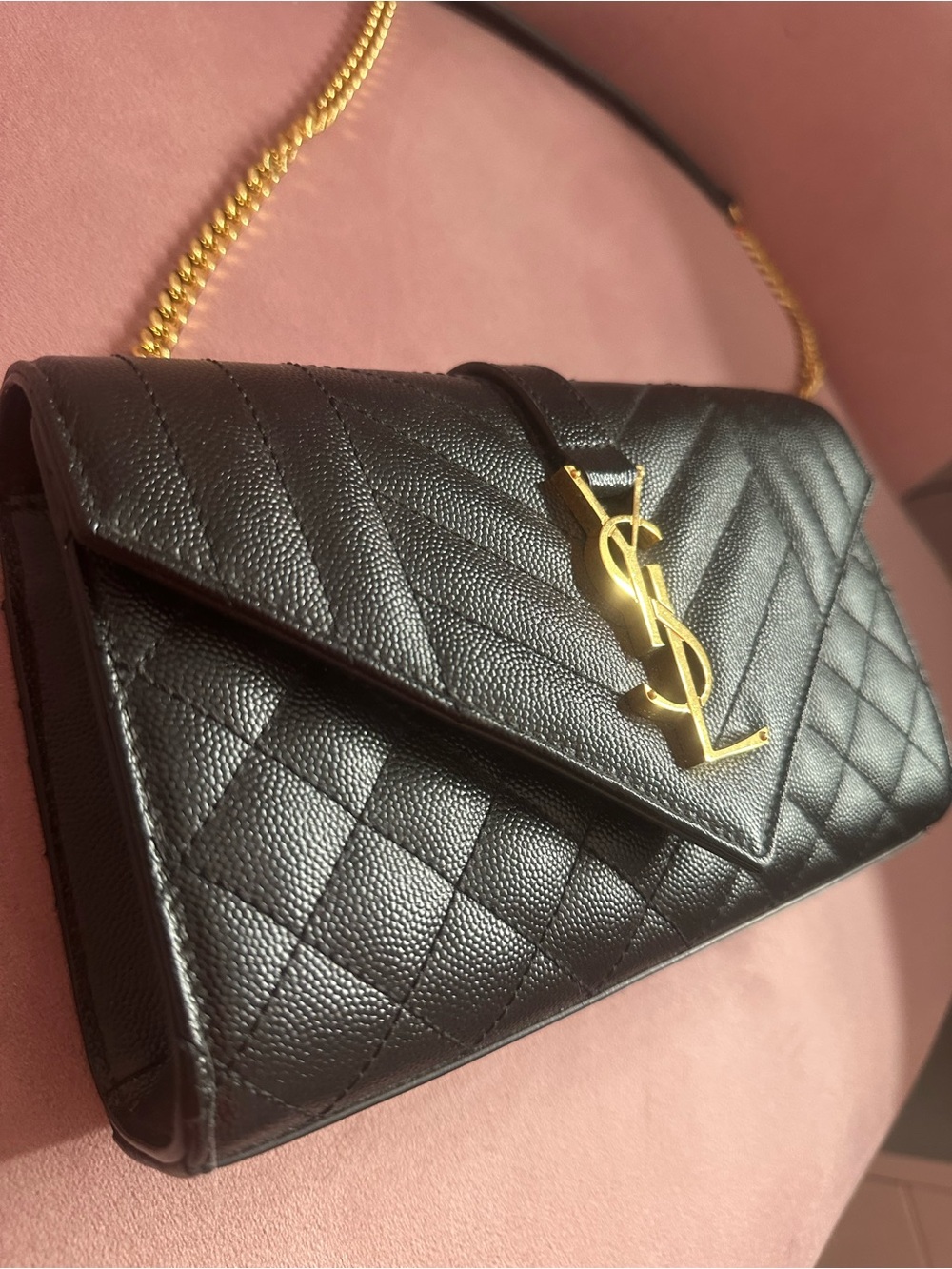 Saint Laurent Small Black Quilted Leather Crossbody with Gold YSL Hardware